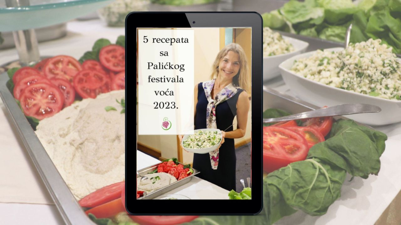 U besplatnoj e-knjizi '5 recepata sa Palićkog festivala voća 2023.' vi dobijate neke od ukusnih i zdravih sirovih veganskih recepta koji su se služili na Palićkom festivalu voća 2023.