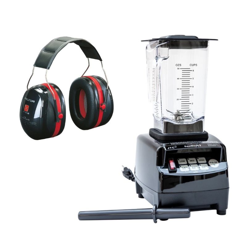 Jedan par antifona sa leve strane slike i jedan Omniblender crne boje i bokalom od 1,5l sa desne strane slike.