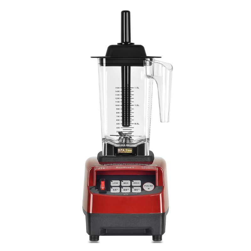 Blender JTC Omniblend TM-800, crvene boje, bokal od 2l, slikan od napred.