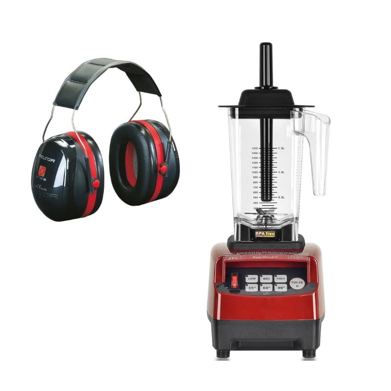 Jedan par antifona sa leve strane slike i jedan Omniblender crvene boje i bokalom od 1,5l sa desne strane slike.